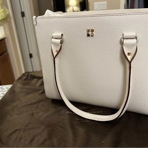KATE SPADE Quinn Tarrytown Snow White Leather Tote Purse Handbag
